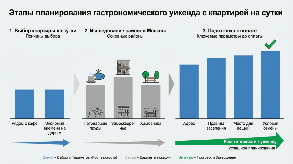 Этапы планирования гастрономического уикенда с квартирой на сутки